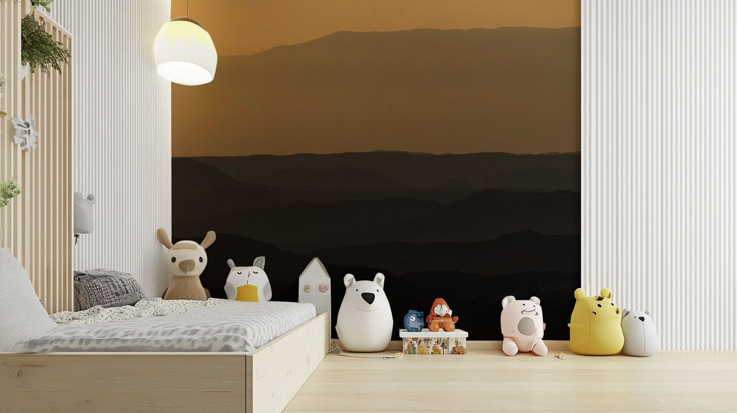 A beautiful desert sunrise wallpaper mural over Ramon Crater.

