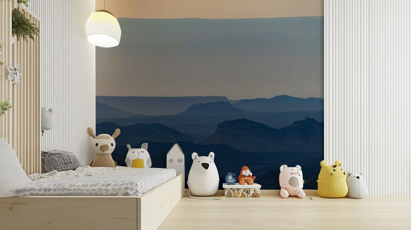 A beautiful desert sunrise wallpaper mural over Ramon Crater.

