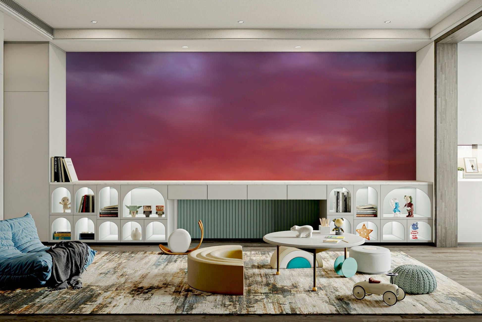 A contemplative evening vista wallpaper mural for a feature wall., GD4771