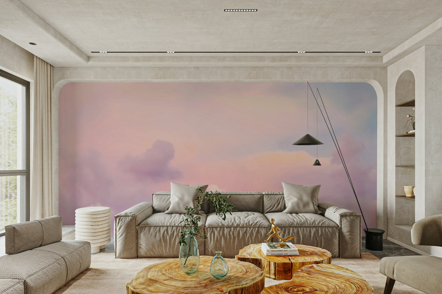 Relaxing mural wallpaper with sunset tones

