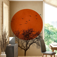 A serene and whimsical wall mural.
