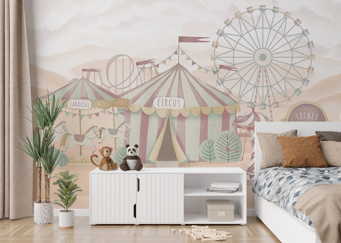 Sunset Ferris Silhouette Mural - Giffywalls