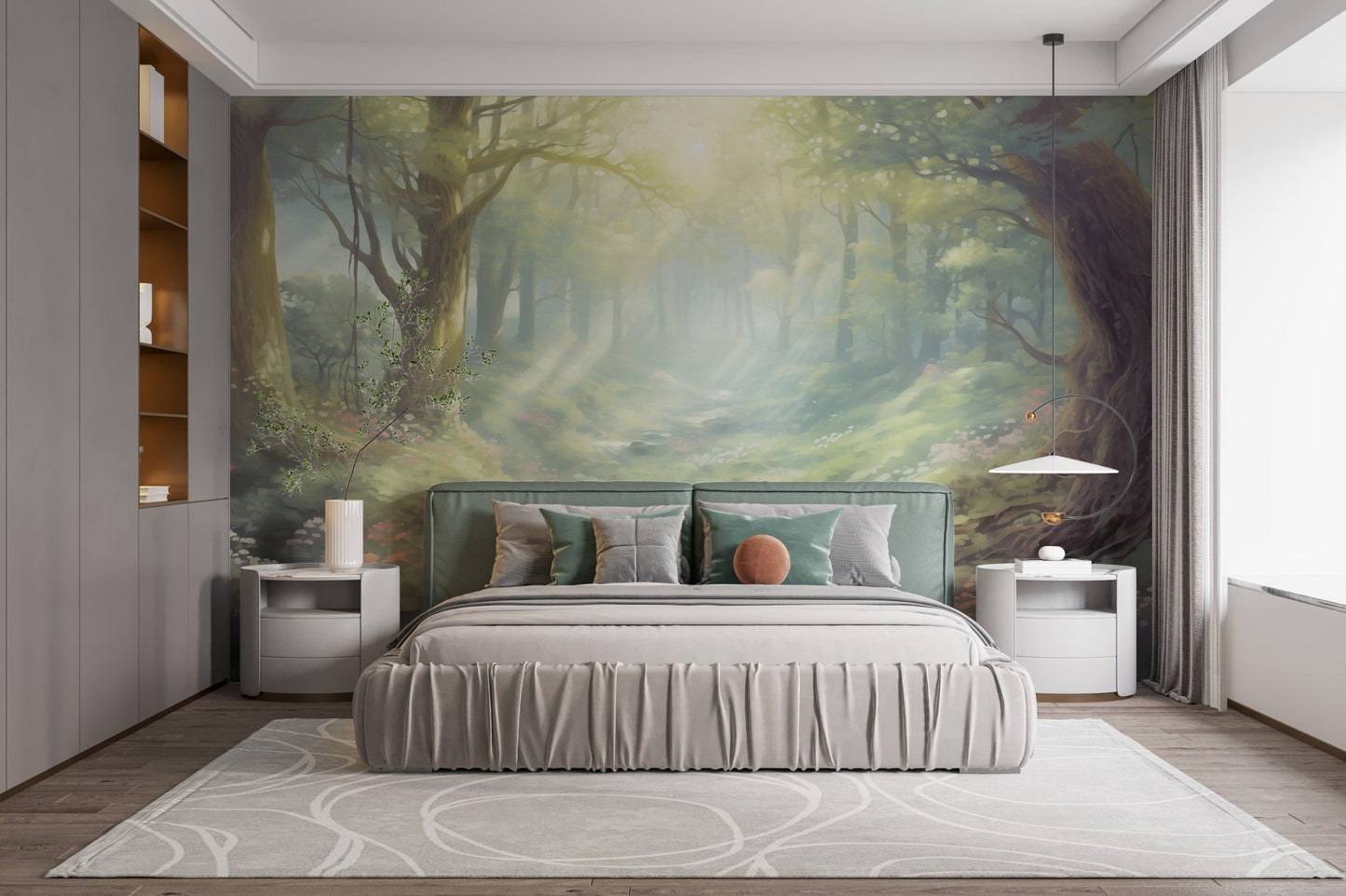 Stunning sunset forest wallpaper murals for a peaceful, autumnal vibe DTIL47