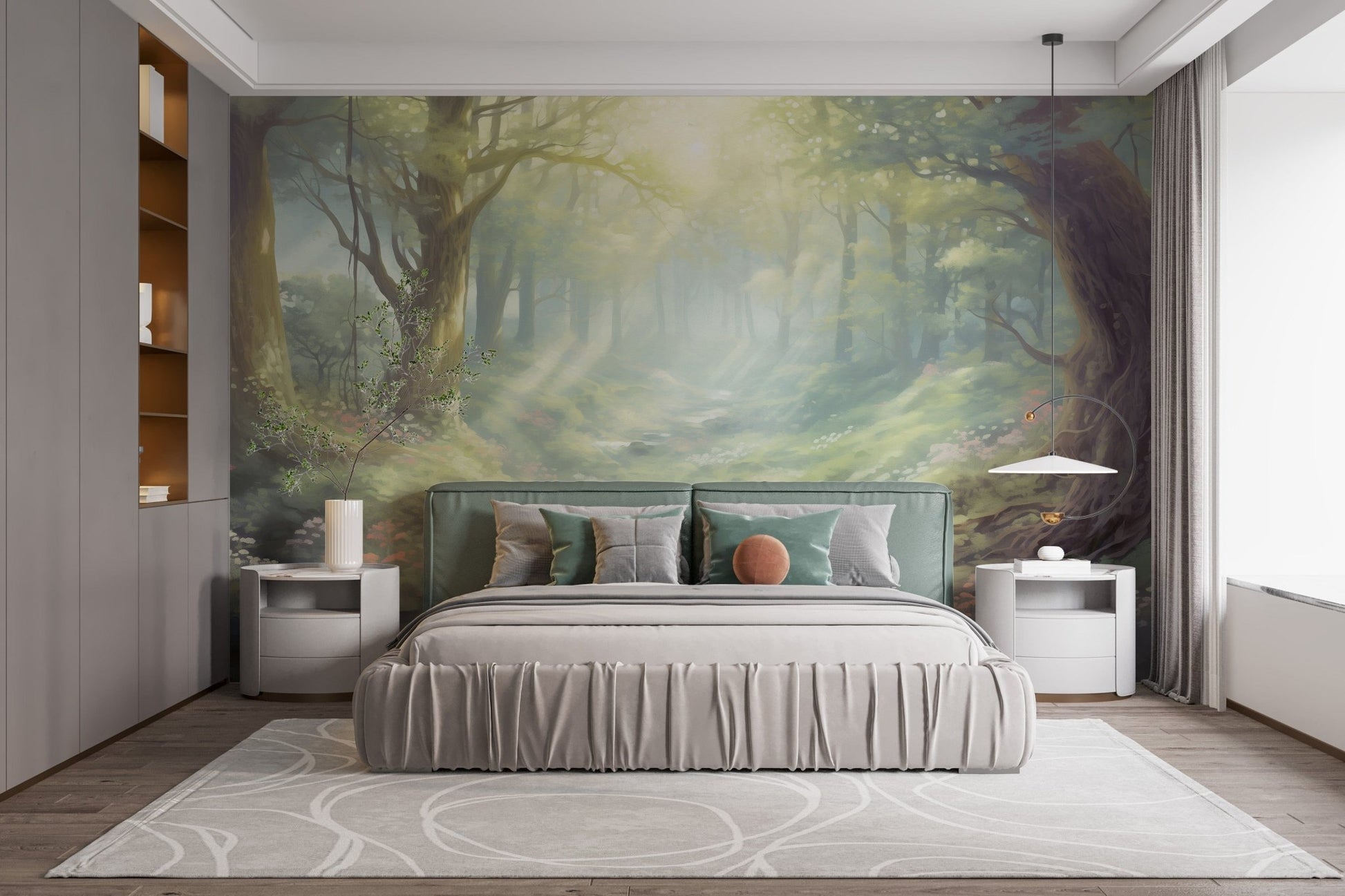 Stunning sunset forest wallpaper murals for a peaceful, autumnal vibe DTIL47