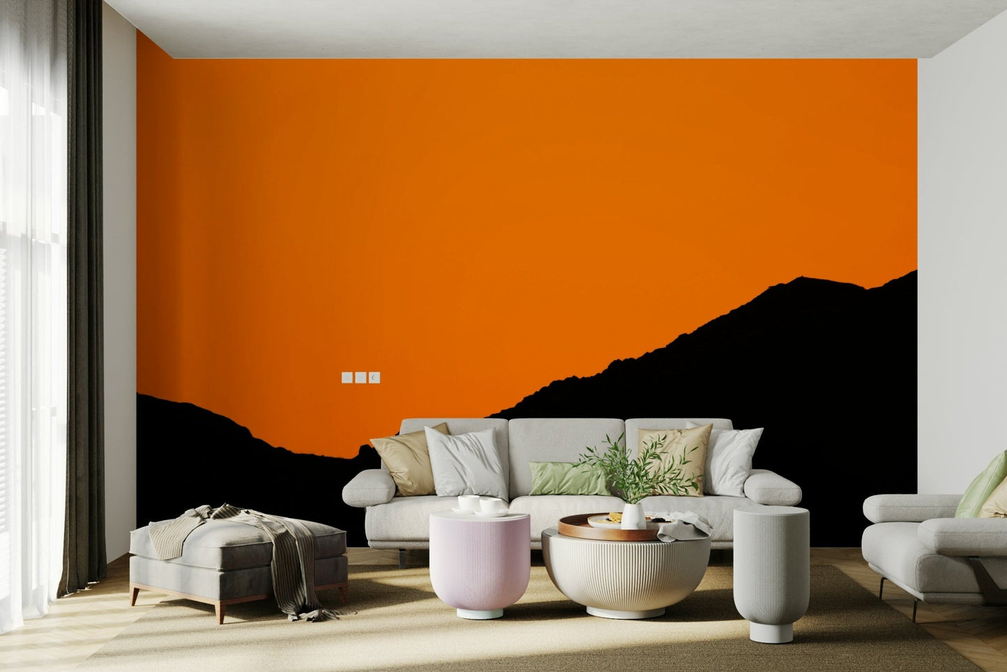 An artistic nature landscape mural for home decor.

