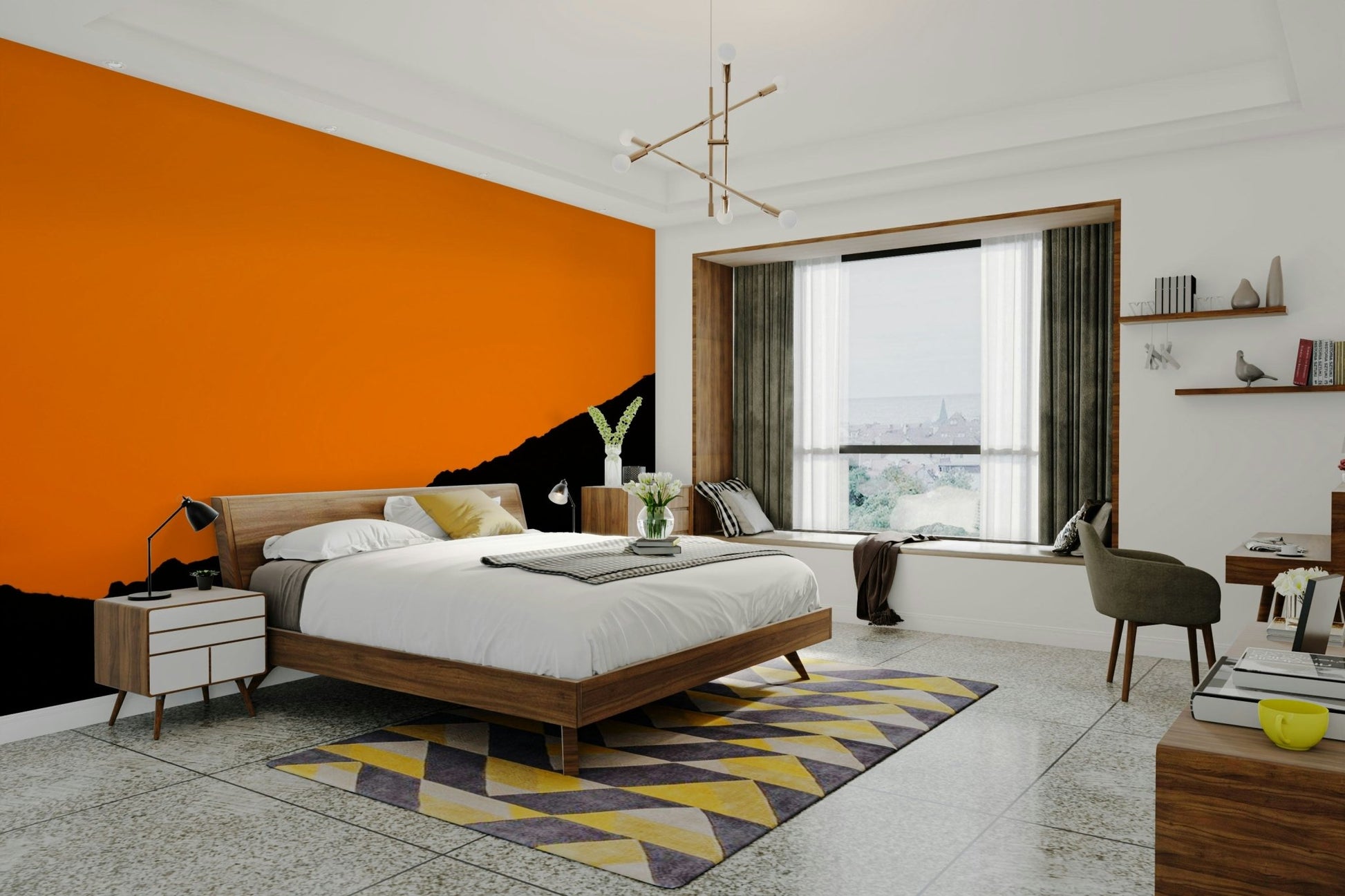 A serene mountain landscape wall mural for your decor.

