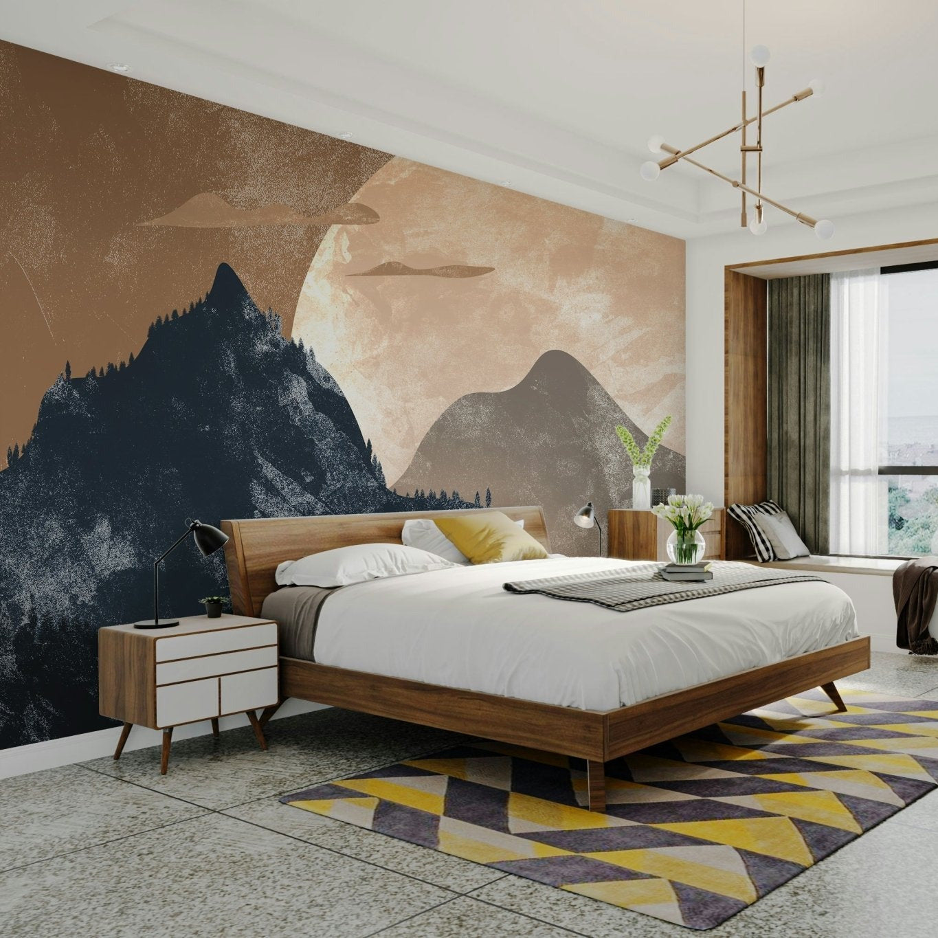 Birds flying at sunset mural GD106

