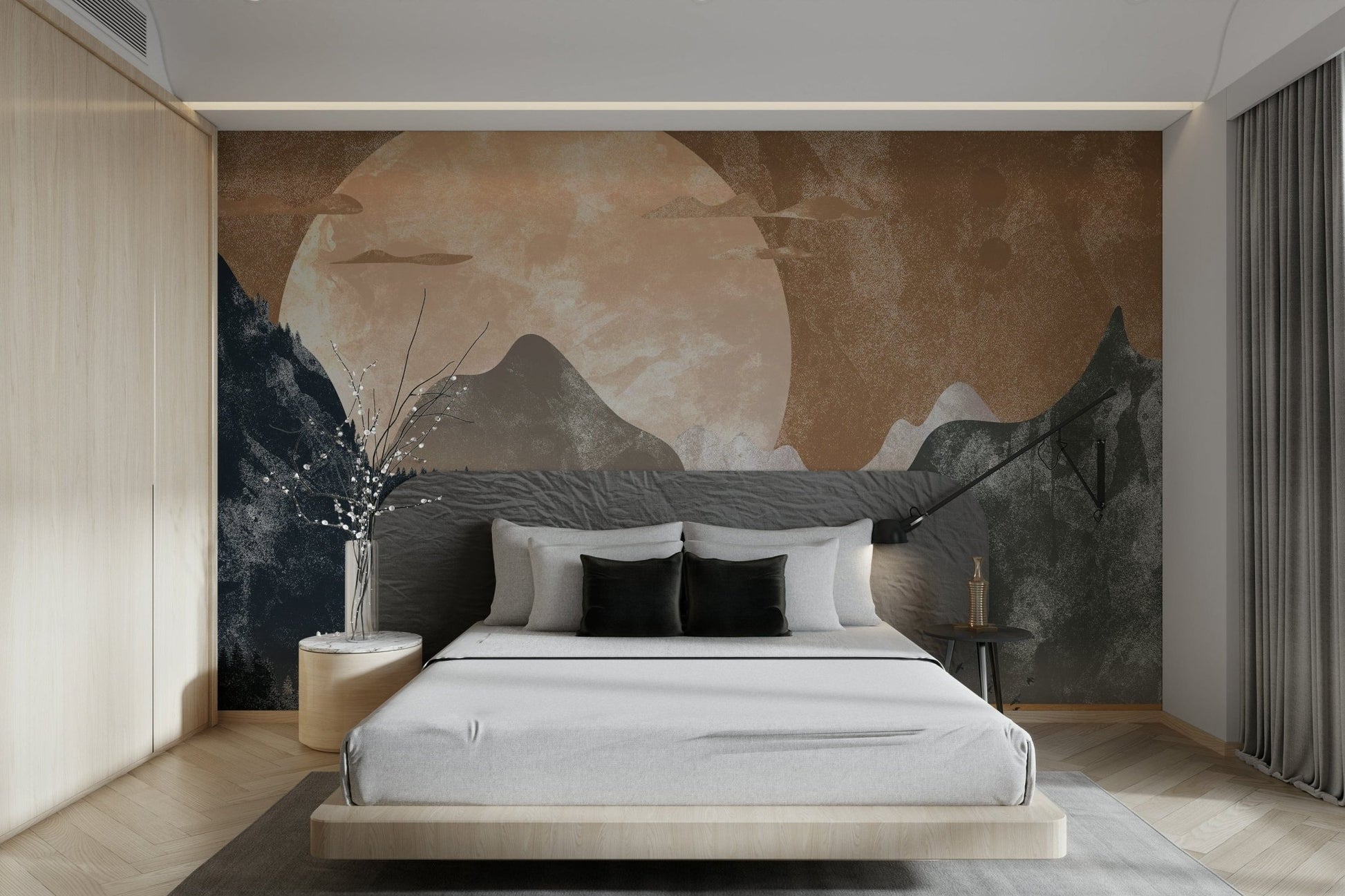 Evening sun and mountains wallpaper GD106

