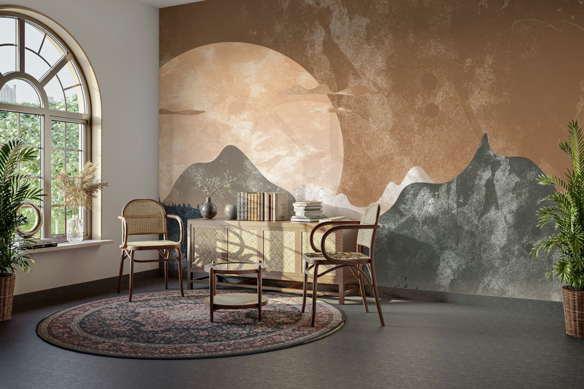 Wallpaper with golden lake and hills GD106

