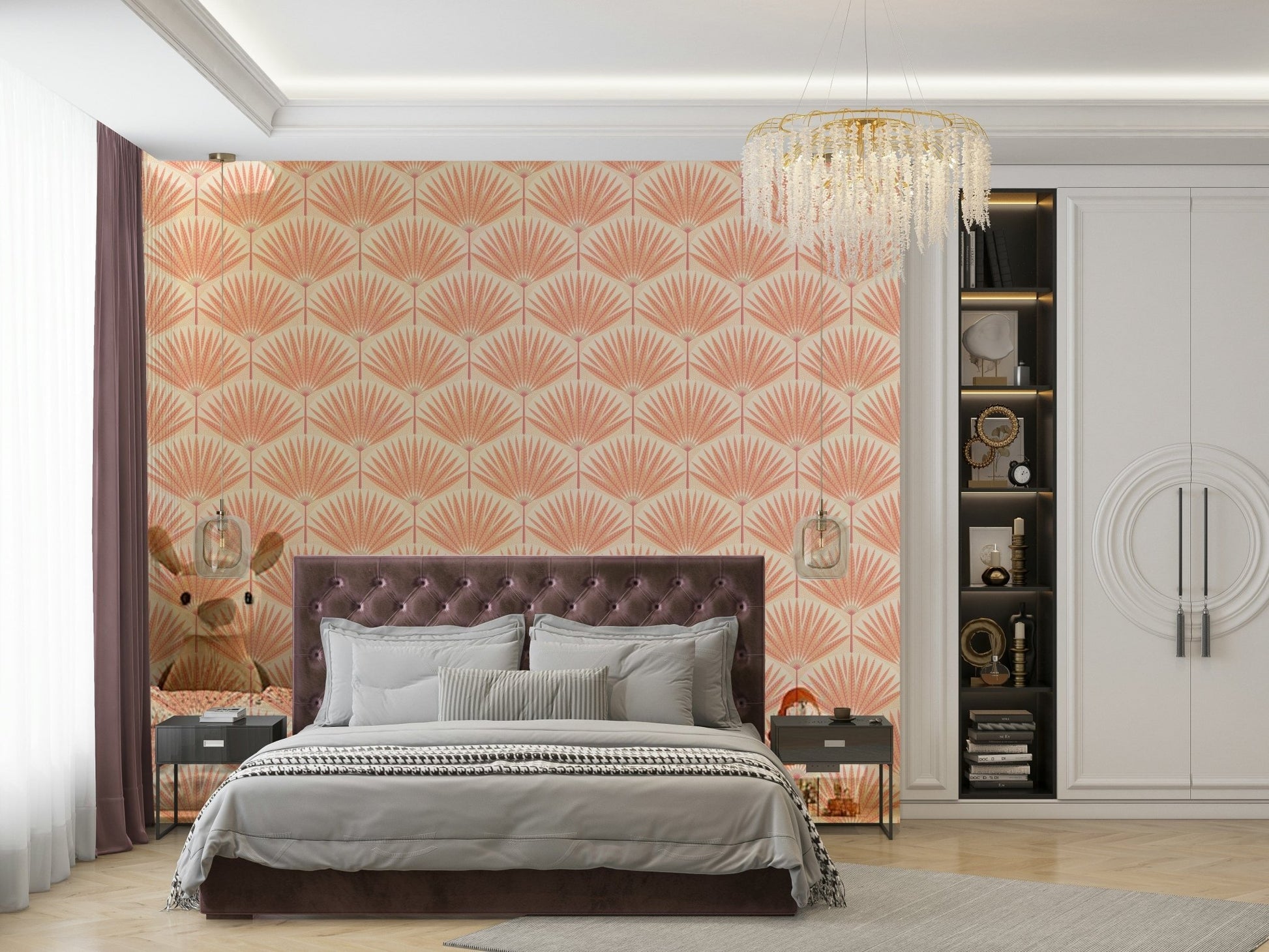 Vibrant pink palm fronds wallpaper

