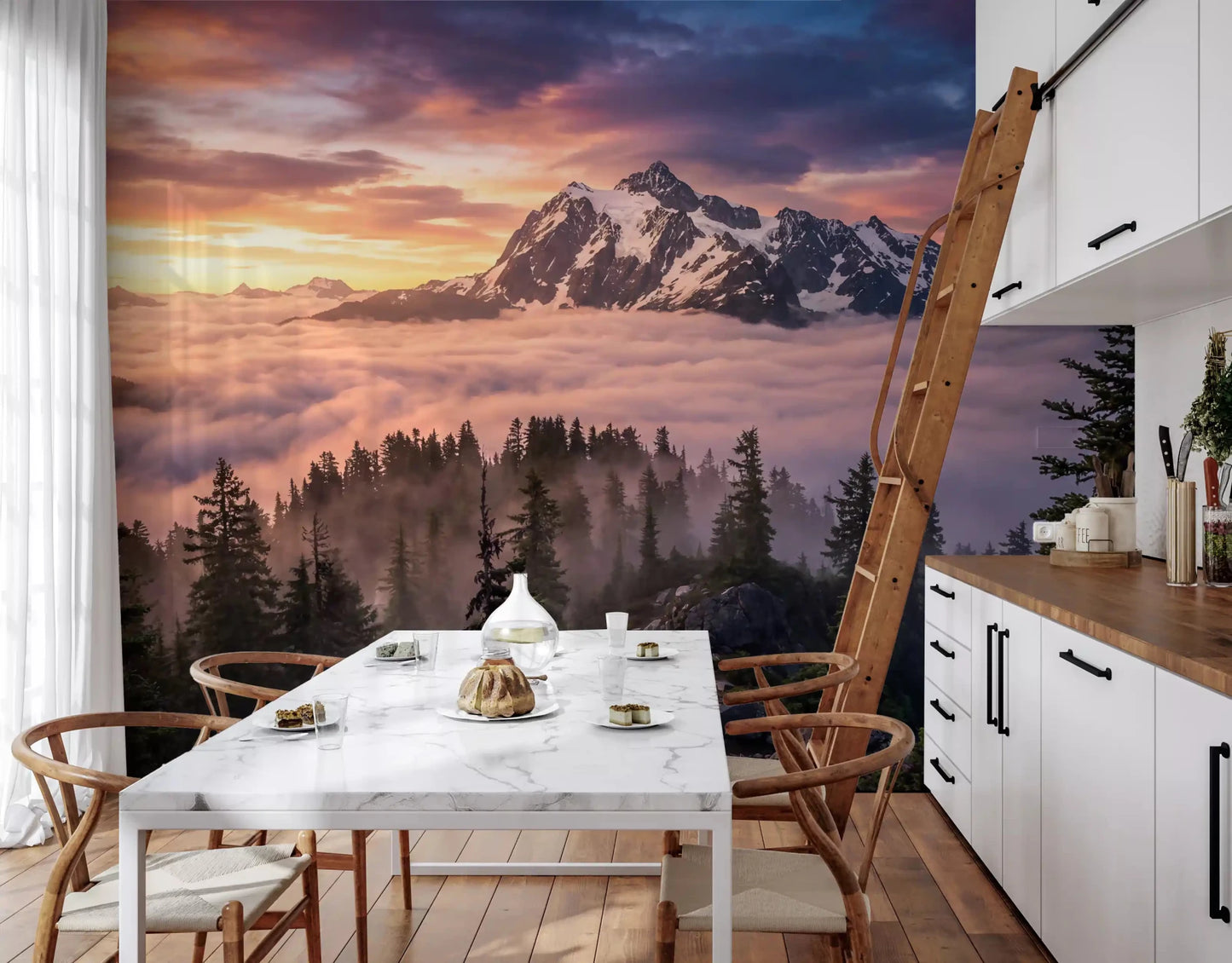 Mountain sunset wall mural with Sunset Peak Serenity scenic view, GD9250