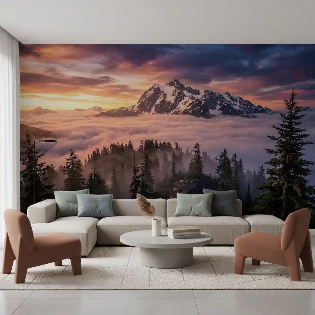 Sunset Peak Serenity wall mural showing mountain above cloud layer, GD9250