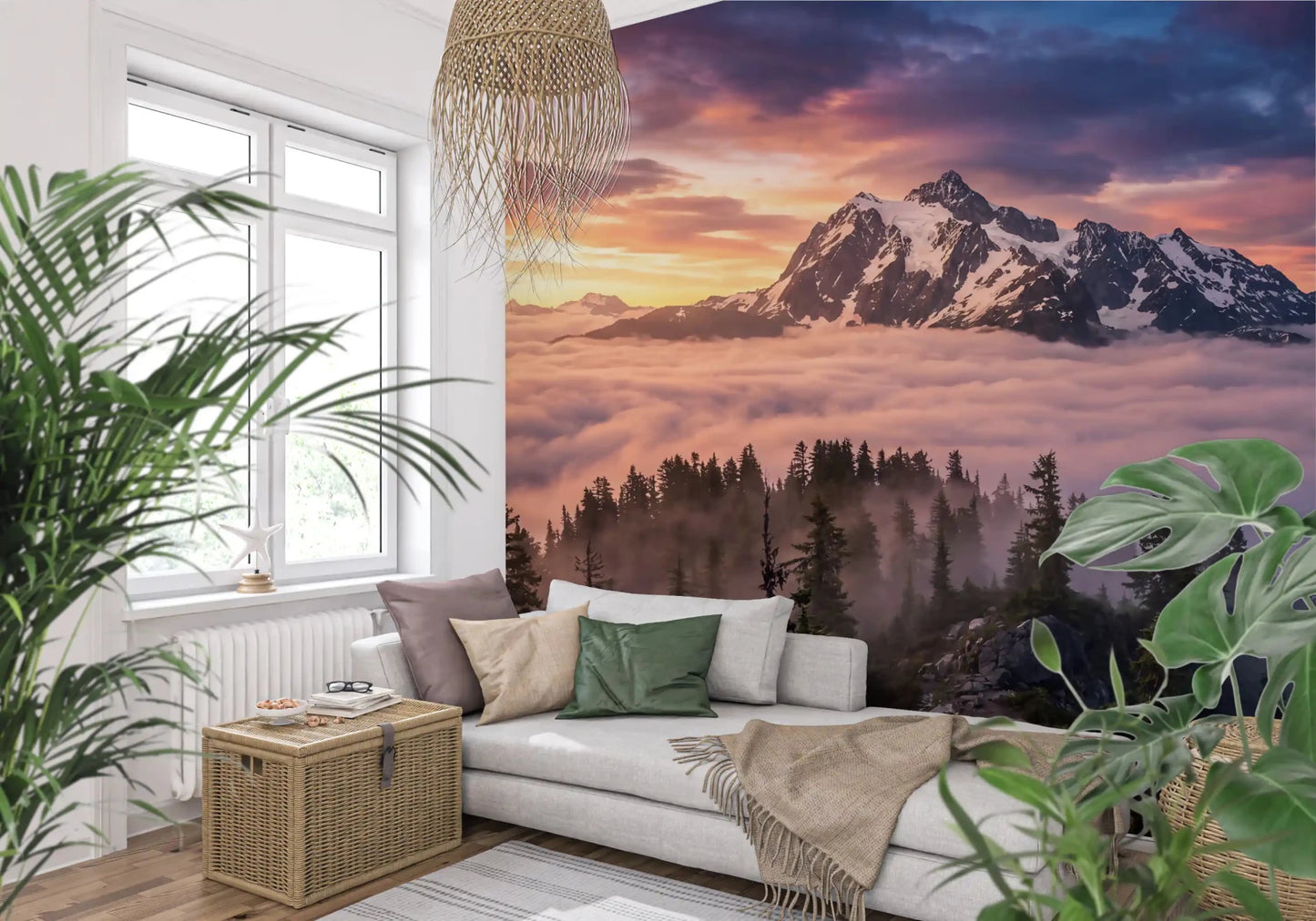 Hallway design using Sunset Peak Serenity wall mural cloud landscape, GD9250