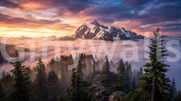 Sunset Peak Serenity wall mural with layered forest and sky detail, GD9250