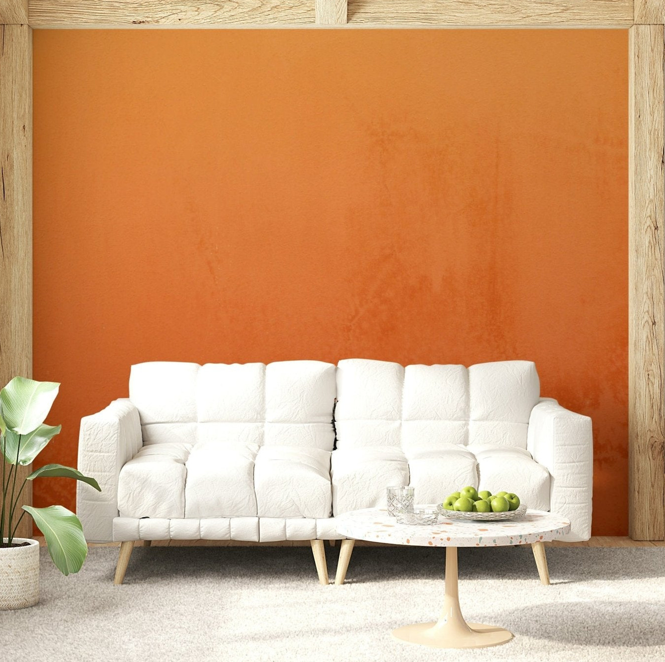 Abstract Sunset pattern, dramatic orange and yellow wall mural.