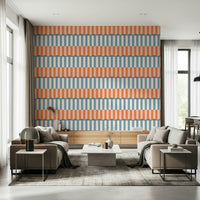 Sunset Waves Wallpaper providing a peaceful backdrop to furniture.