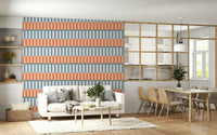 Bedroom wall featuring the serene Sunset Waves Wallpaper design.