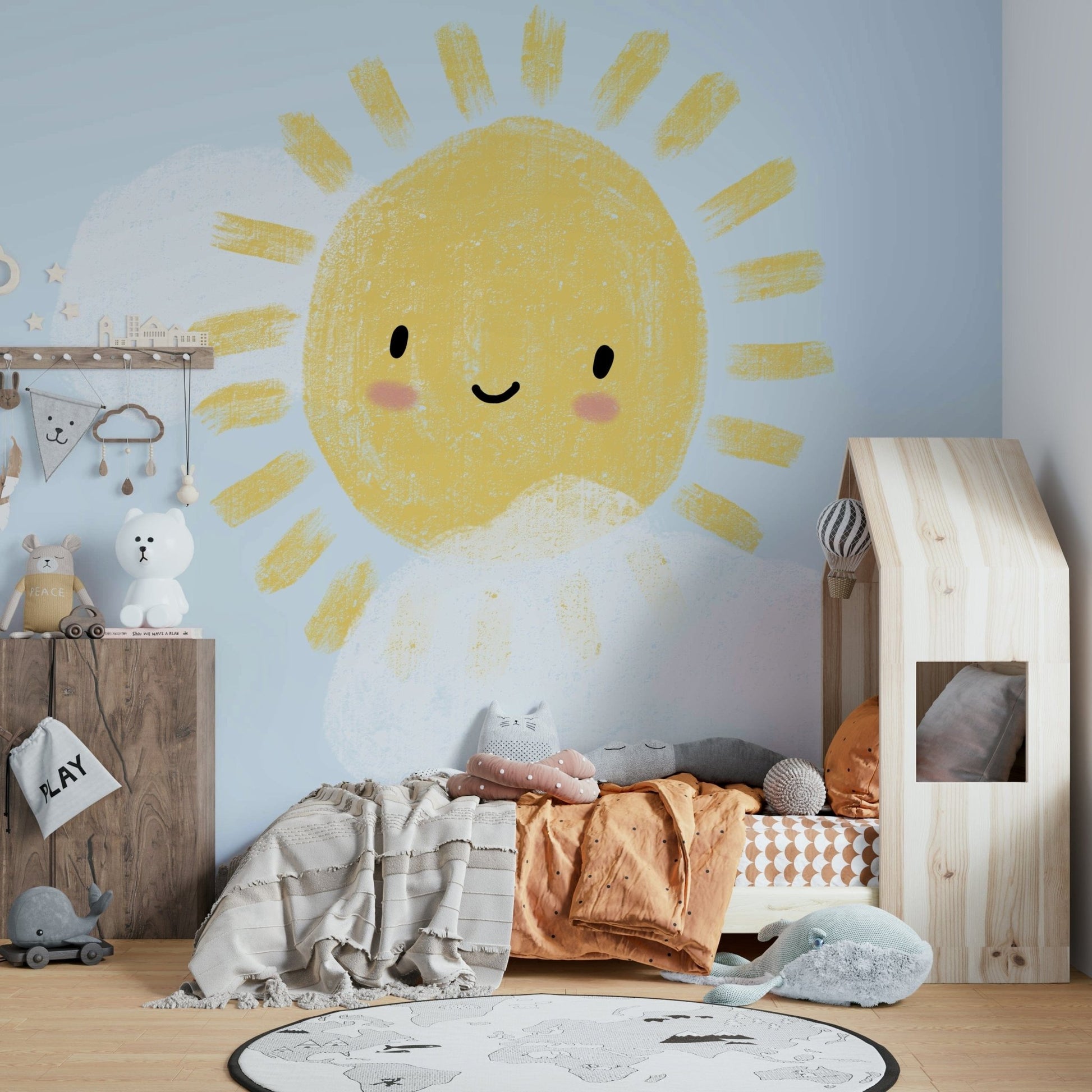 Crayon-style sun and cloud sketch GD326

