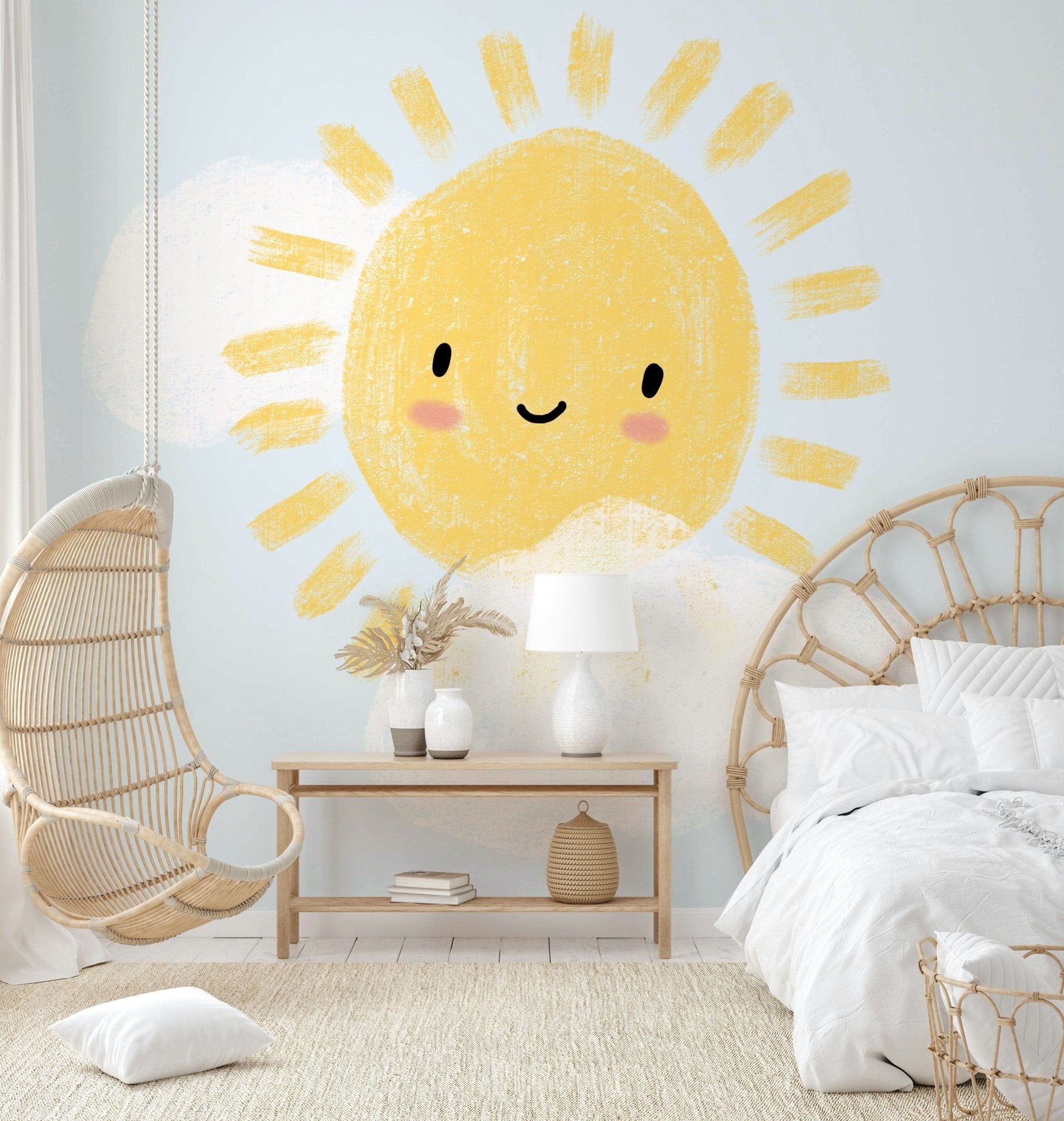 Kawaii sun with soft white clouds GD326

