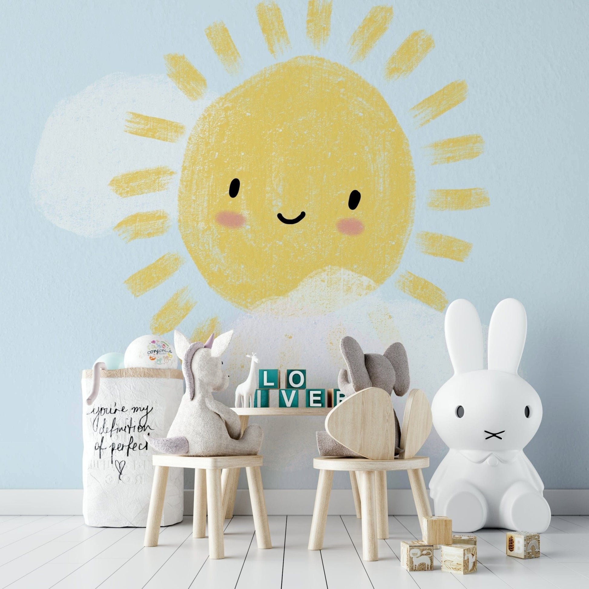 Cheerful yellow sun and sky art GD326

