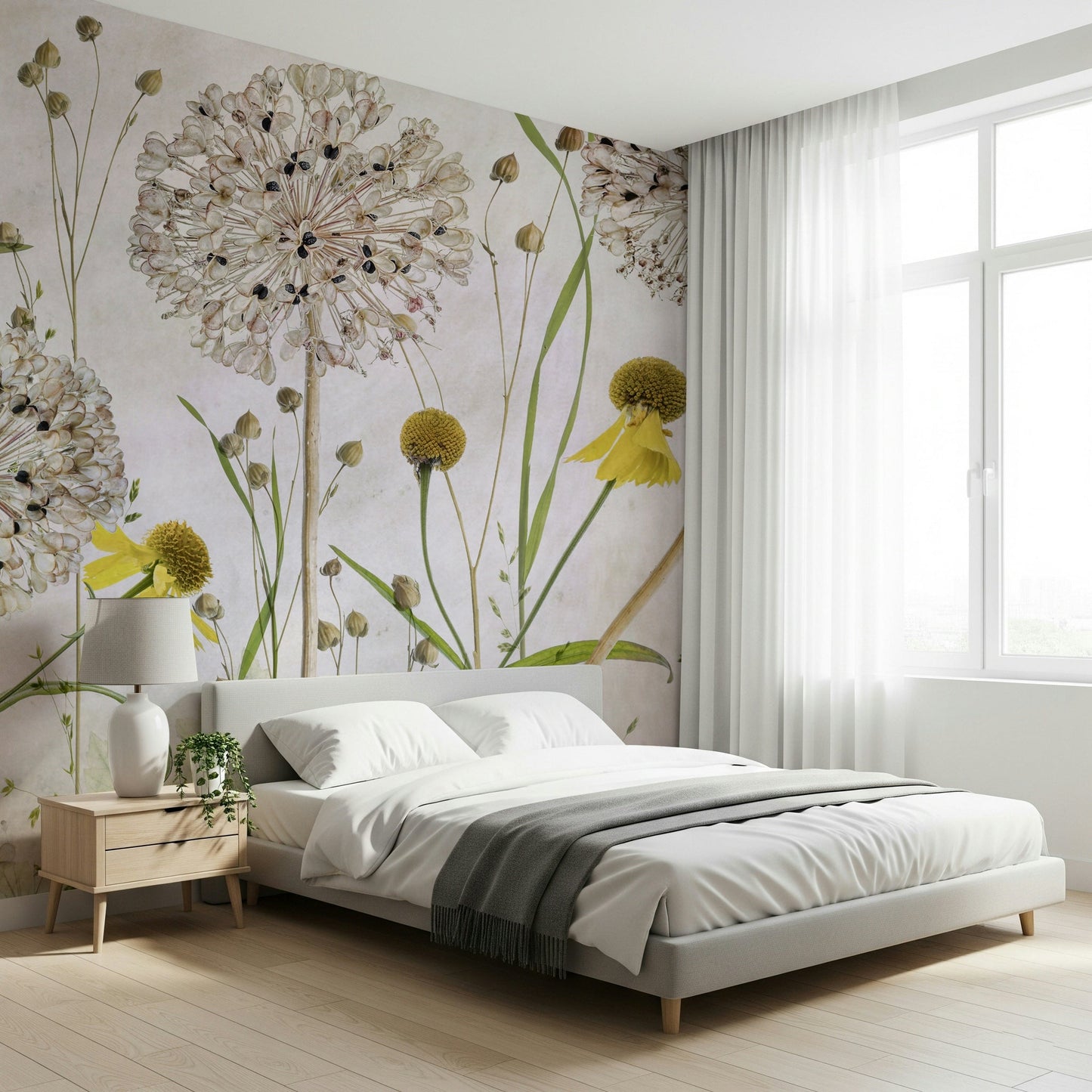 An artistic nature inspired mural for home decor.