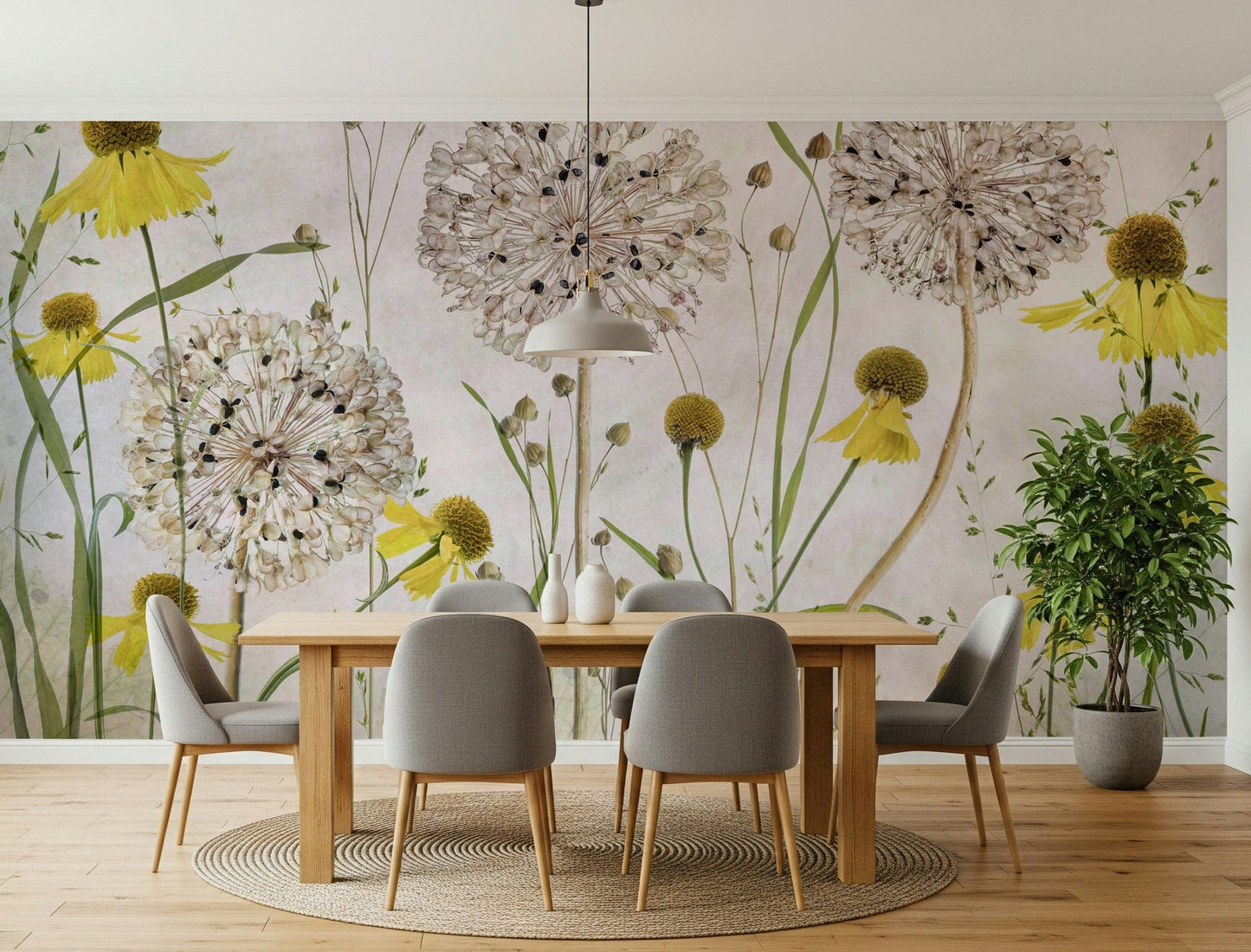 A serene subtle flower wall mural for your decor.