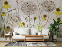 A classic soft floral wallpaper for walls.