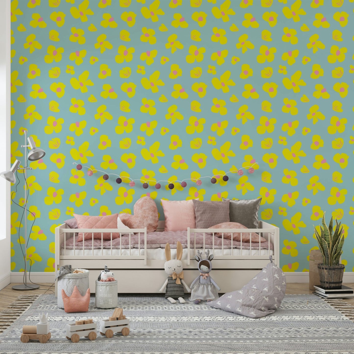 Sunshine-themed daisy wallpaper for bedrooms, GD957