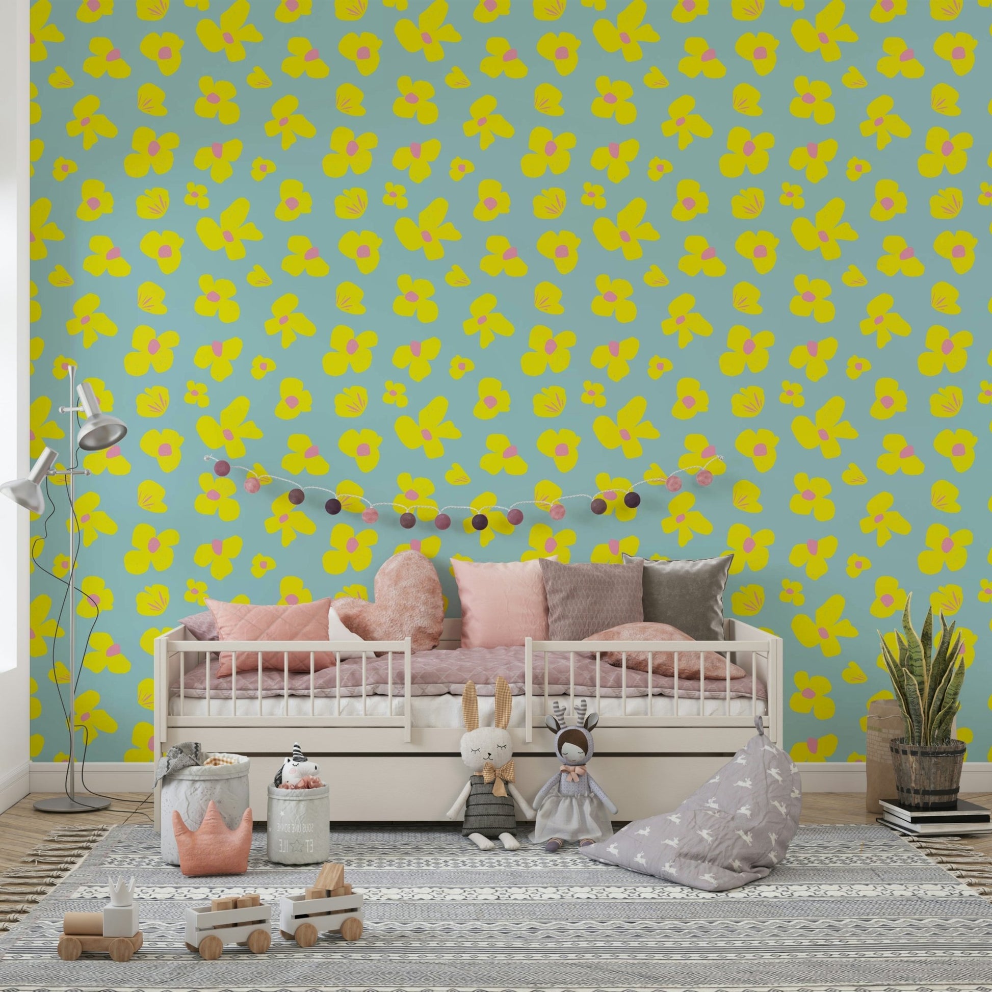 Sunshine-themed daisy wallpaper for bedrooms, GD957