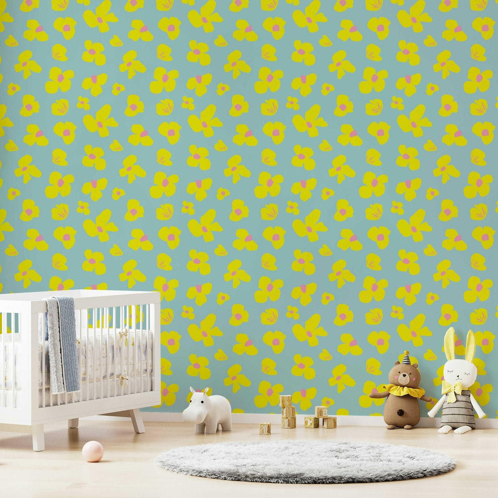 Cheerful daisy floral wallpaper for living rooms, GD957