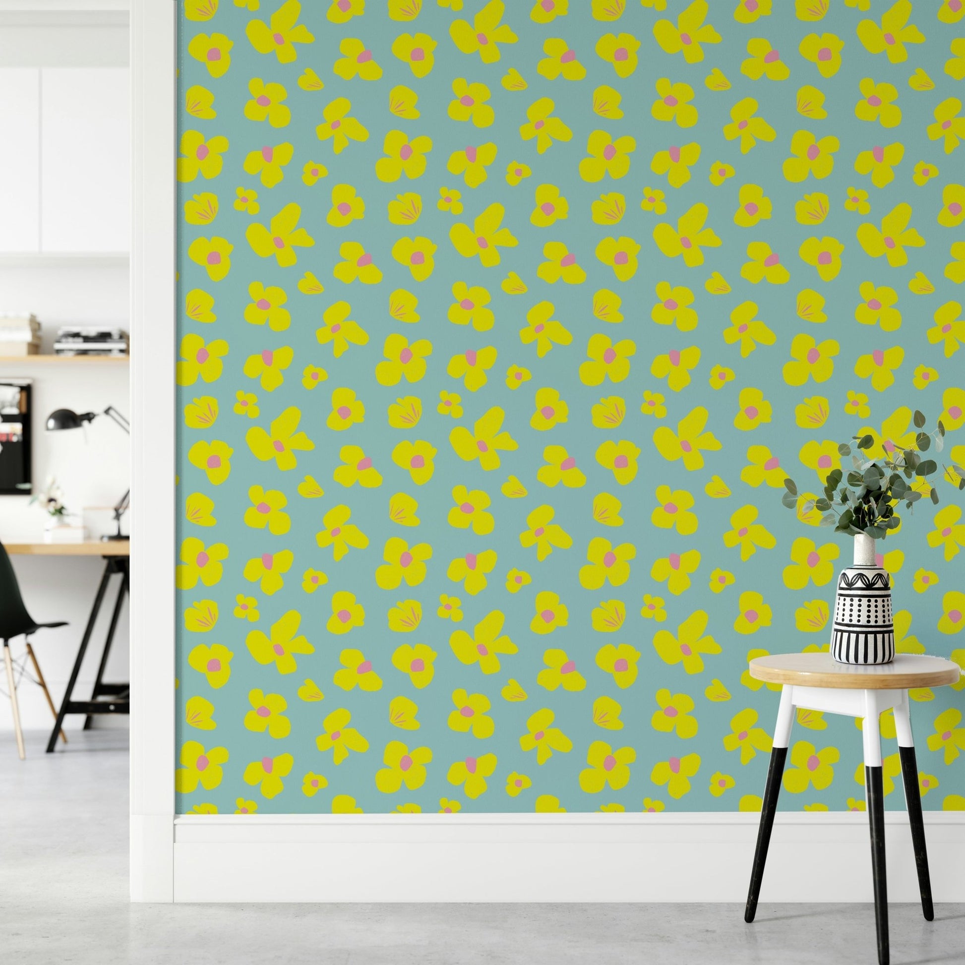 Sunshine Daisies Wallpaper in a vibrant yellow theme, GD957
