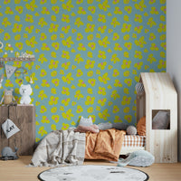 Bright yellow daisy wallpaper on a white backdrop, GD957