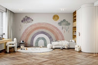 The sun’s face has a happy, closed-eye smile.

