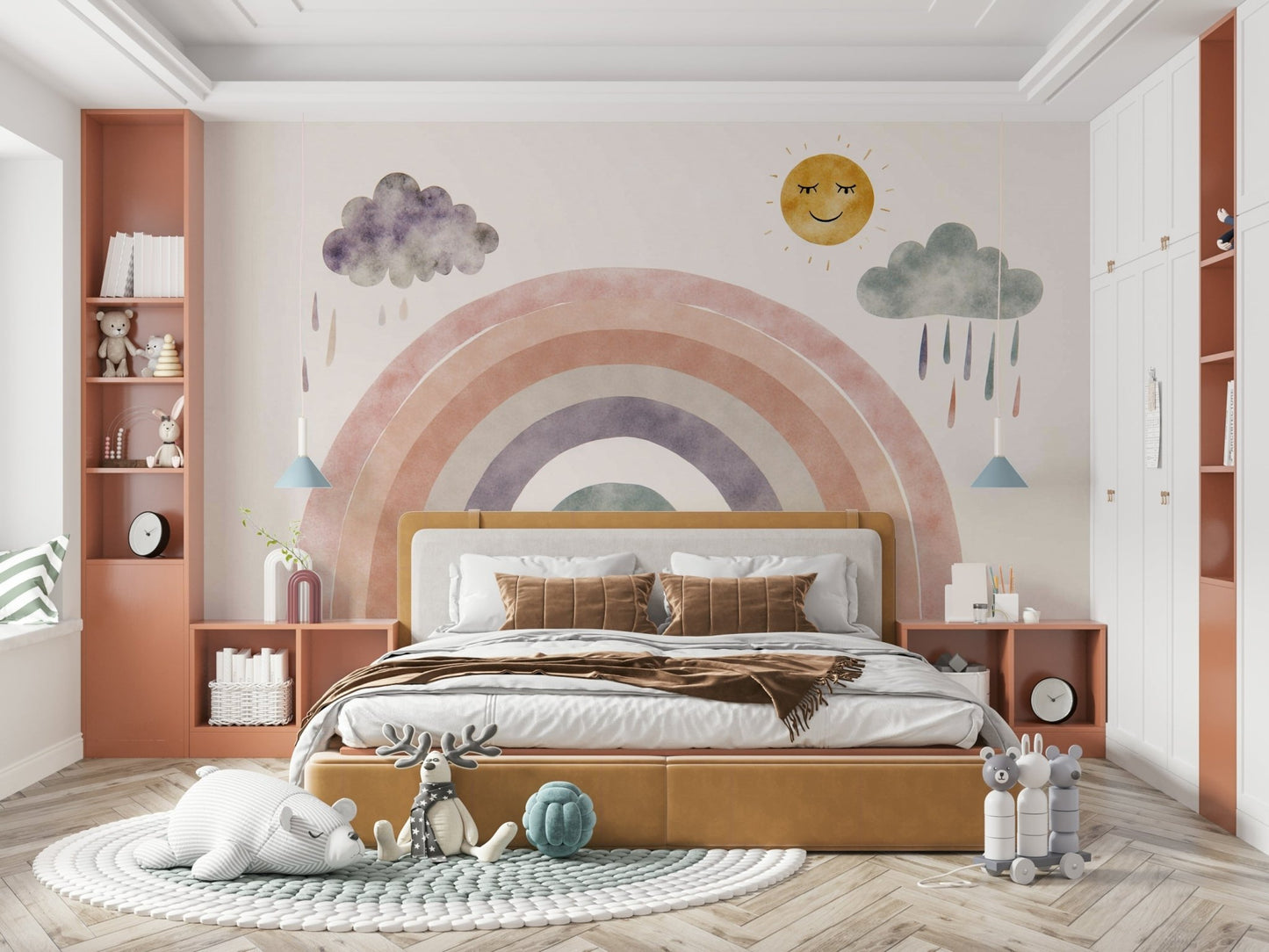 A vibrant rainbow with red, orange, yellow, green, blue, and purple stripes.

