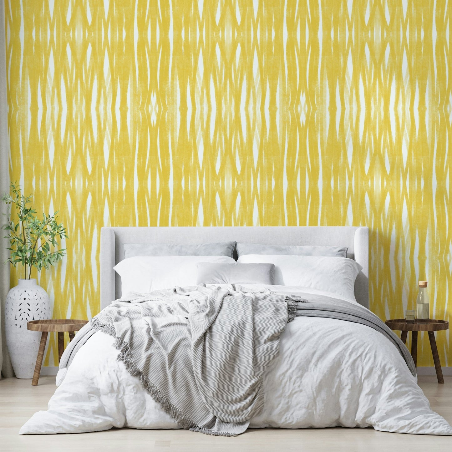 Bright abstract design wall mural in yellow

