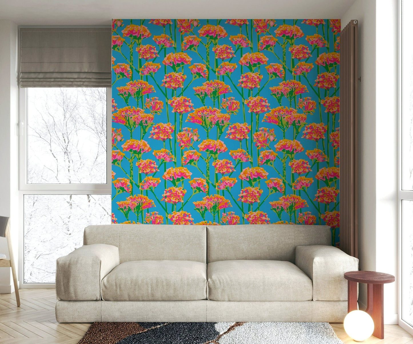 A wall mural featuring a bold, abstract floral pattern. GD3656

