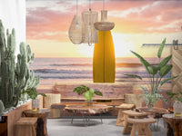 Golden evening tones wash across this Serenity wall mural with calm sea waves, GD8699