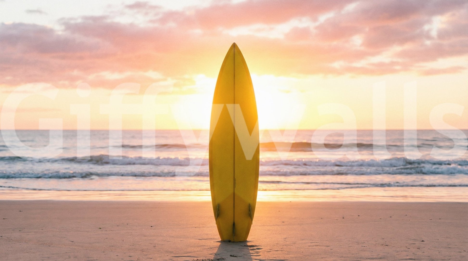 Quiet seaside energy comes through in this Surf's Up Serenity wall mural design, GD8699