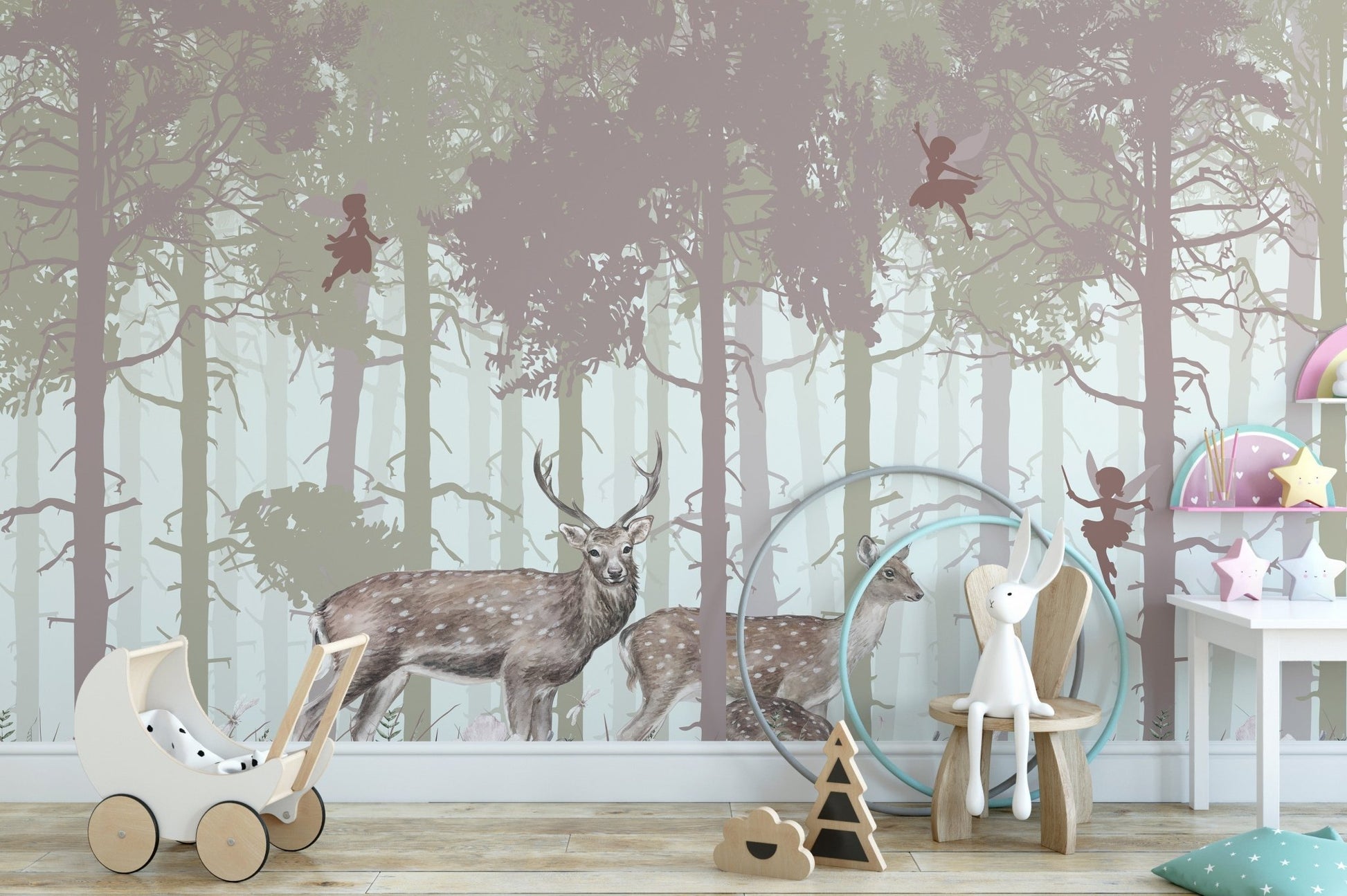 Mystical Fairies Wallpaper Mural with Jungle Backdrop A618