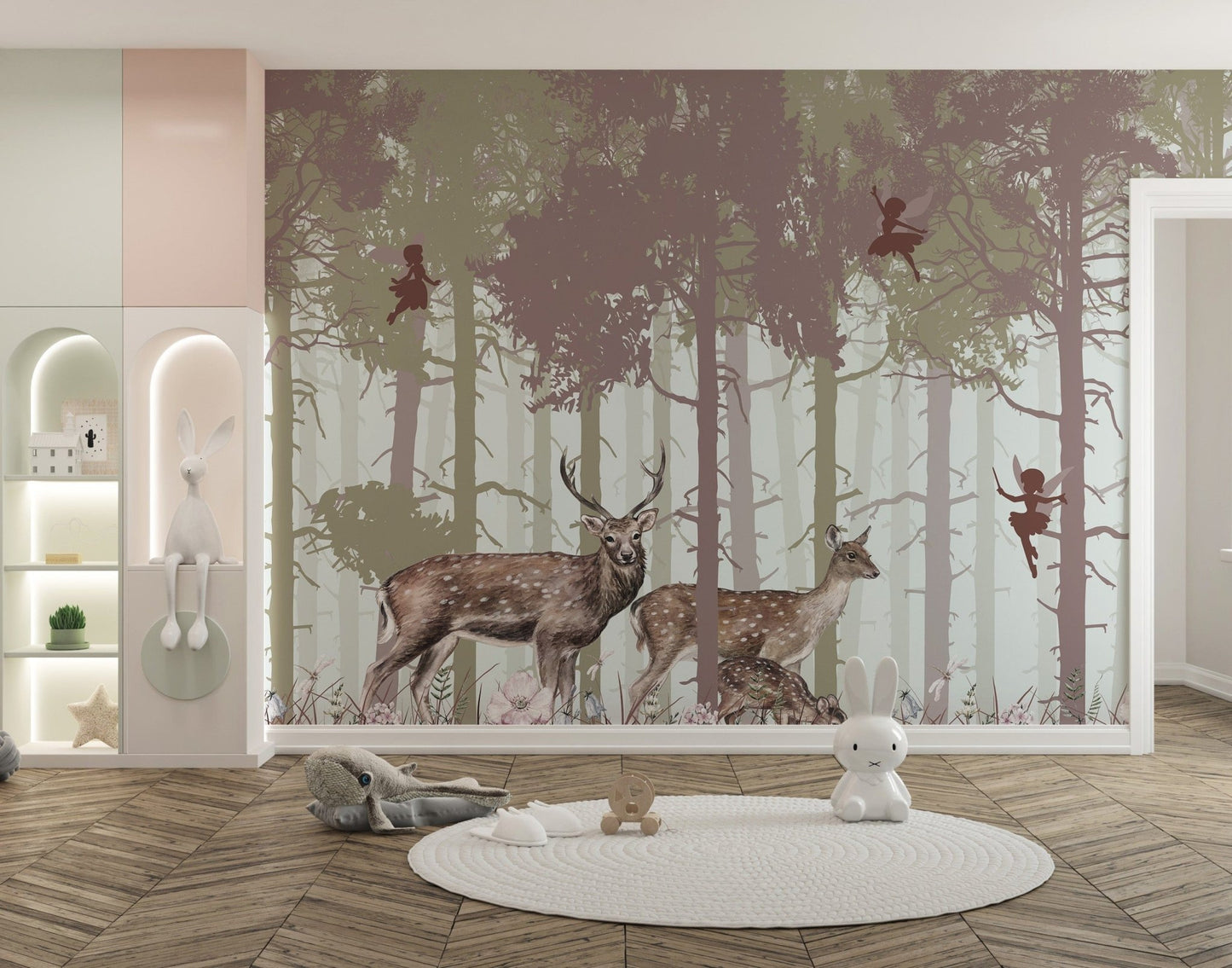 Asiatic Jungle Wallpaper with Fairies and Swamp Deer A618