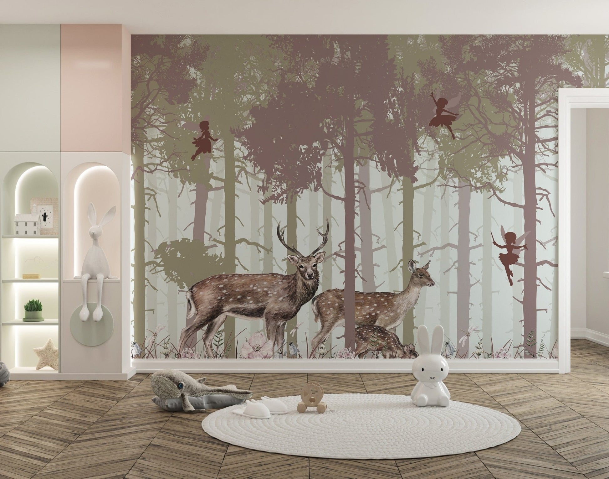 Asiatic Jungle Wallpaper with Fairies and Swamp Deer A618