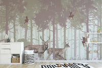 Surreal Forest Wallpaper with Magical Fairy Design for Kids A618