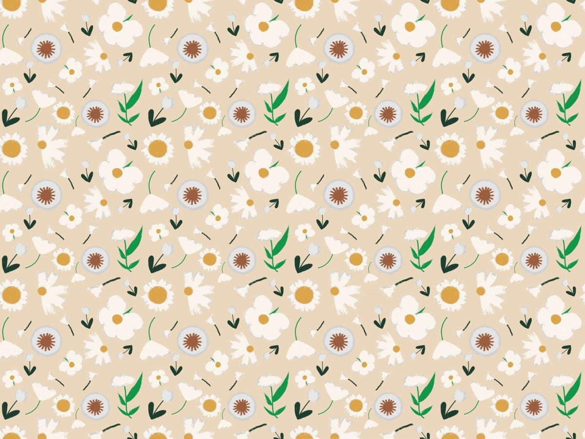 Vintage Bloom Alabaster Wallpaper in your room — zoomed