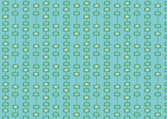 Mid Century Atomic Orbs Blue Green Wallpaper