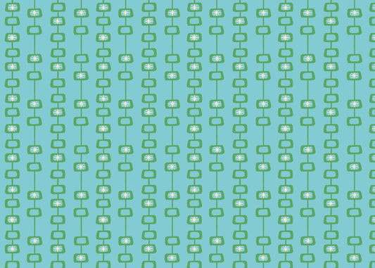 Mid Century Atomic Orbs Blue Green Wallpaper