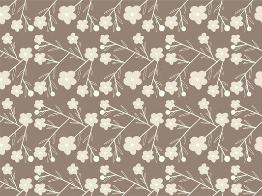 Modern Flower Buds Bush Grey Wallpaper