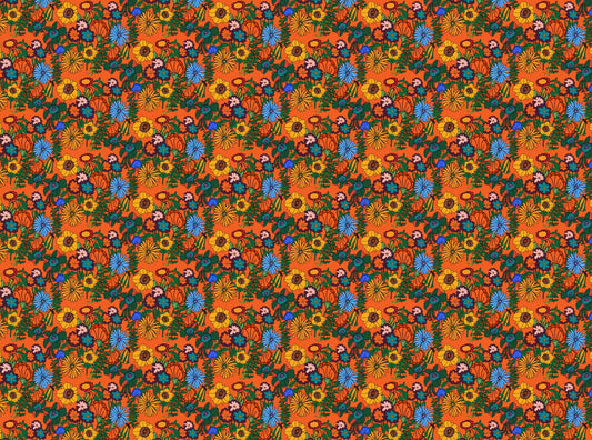 Retro 60s Floral Orange Wallpaper