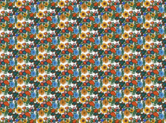 Retro 60s Floral White Backgorund Wallpaper