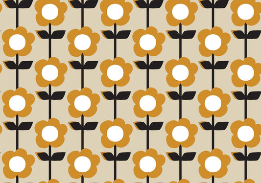 Floral Pearl Yellow Color Retro Wallpaper
