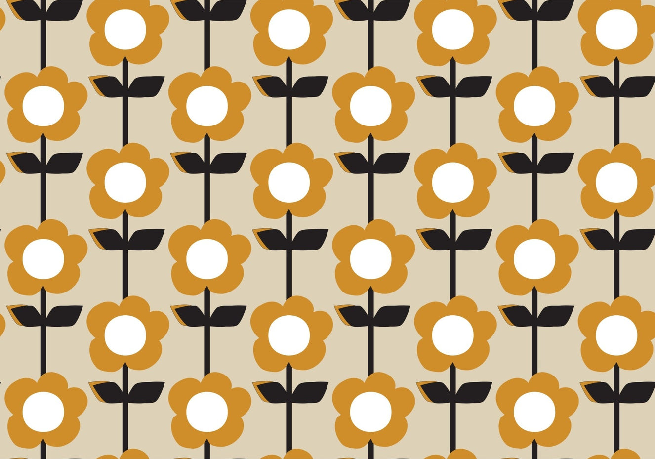 Floral Pearl Yellow Color Retro Wallpaper